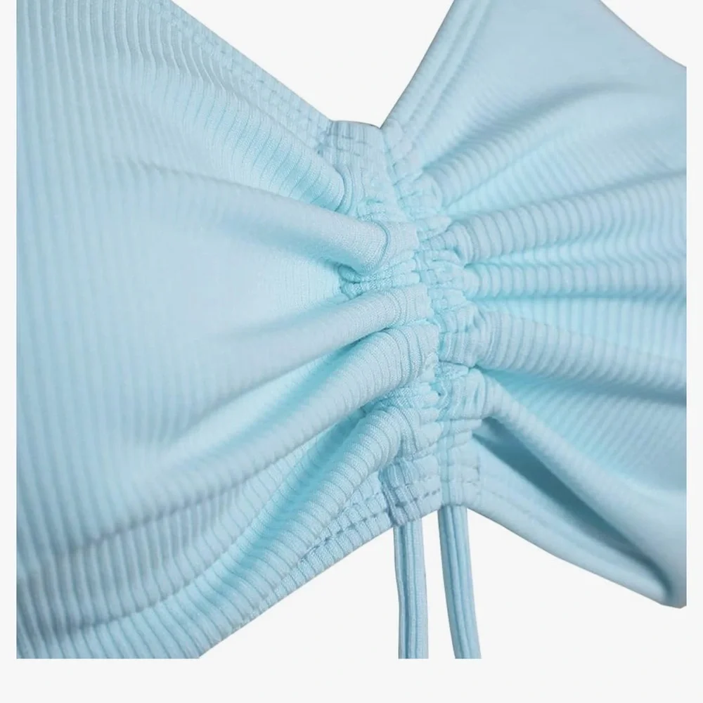 Light Blue Ruched Bikini Set - Picture 4 of 9
